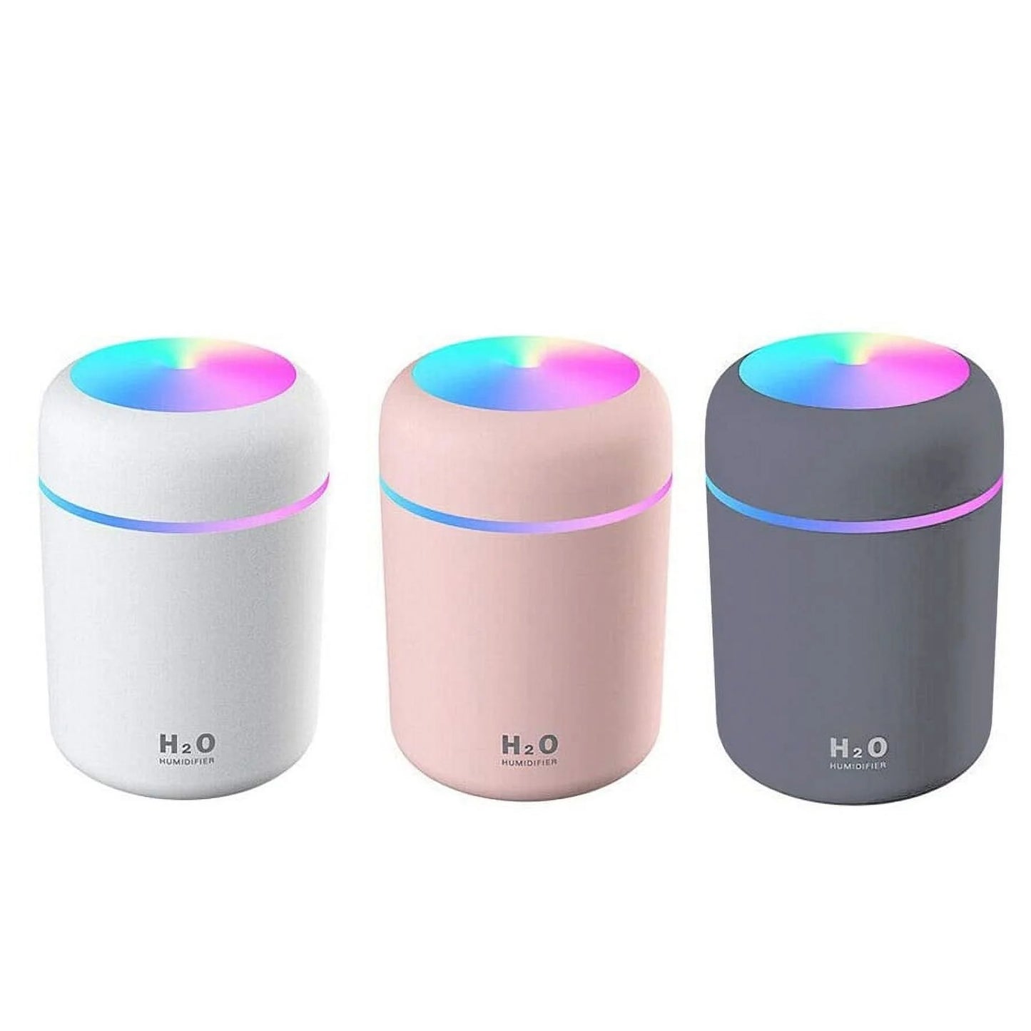 300Ml Mist Humidifier USB, Colorful, Quiet, with Night Light for Car,Room, Office, Travel White